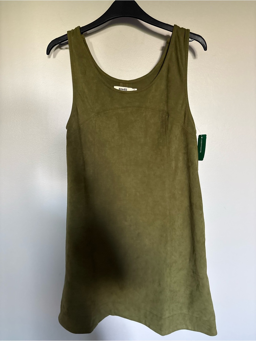 NWT- Olive Green Suede-Look Sleeveless Tank Top